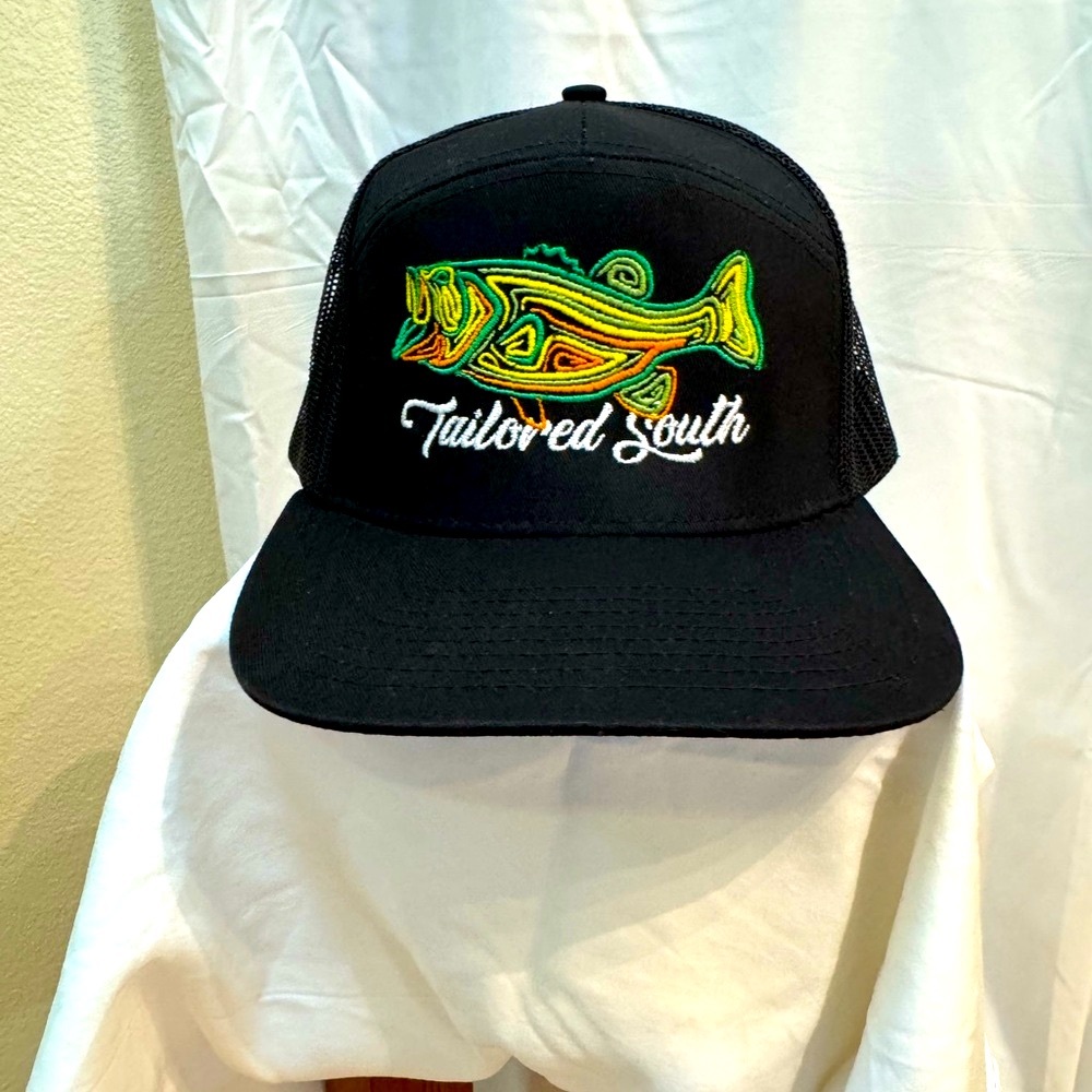 Black Fish Embroidered Cap
